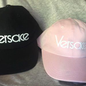 2 Great Condition Versace Hats, Black and Pink